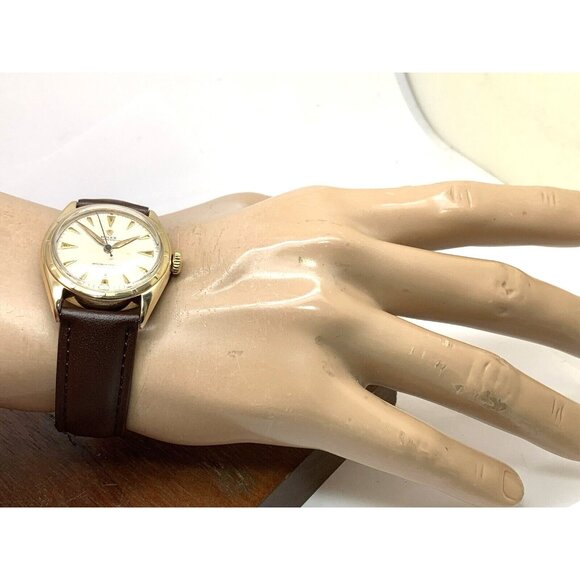Rolex Oyster Precision Men's Watch Vintage Swiss Automatic 14k Gold Case 34mm - Picture 4 of 14